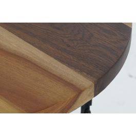 DKD Home Decor Mesita Auxiliar Vintage de Madera y Metal, Natural y Negro, 45 cm Ancho x 42 cm Alto x 45 cm Fondo, Ajustable hasta 62 cm