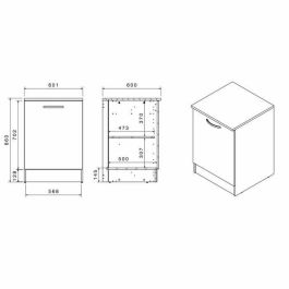 Oslo muebles bajos 1 puerta + tableta + plan - decoración blanca mate - l 60 x d 60 x h 86 cm