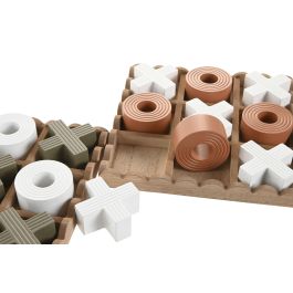 DKD Home Decor Juego de Mesa Urban Tic Tac Toe MDF Verde Camel 18.5 x 18.5 x 3 cm (4 Unidades)