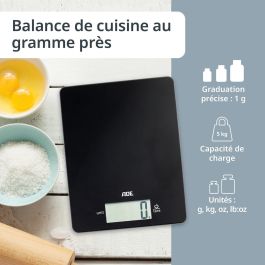 ADE ADE4260336178910 Báscula de Cocina Digital LEONIE Plástico ABS Negra 22 x 17 cm con Pila Cr 2032