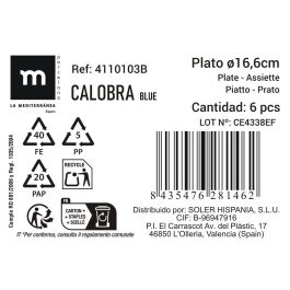 La Mediterranea Plato Postre Calobra Azul Ø16.6 cm (48 Unidades)
