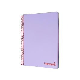 Cuaderno Espiral Liderpapel A5 Micro Wonder Tapa Plastico 120H 90 gr Cuadro 5 mm 5 Bandas 6 Taladros Color Violeta