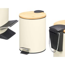 Berilo Papelera de Metal con Tapa de Bambú, 3L, Beige, 21 x 23.5 x 17 cm (Set de 4) Precio: 27.50000033. SKU: B1F4KB2K98