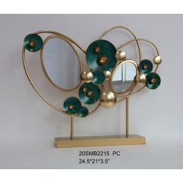 DKD Home Decor Decoracion Abstracta Metal y Espejo Dorado Verde 9 x 53.3 x 62 cm Precio: 31.98756. SKU: B1G3EVDH83