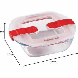 Pyrex Cook&Heat Hermético Cuadrado Vidrio Borosilicato 1 L (21x17x6 cm) Apto Horno, Microondas y Congelador con Tapa Hermética