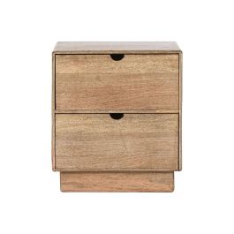 DKD Home Decor Mesita de Noche Urban Softedges Natural Marrón 2 Cajones 40x30x45 cm