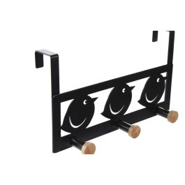 DKD Home Decor Perchero Básicos Negro Blanco Metal MDF 28.5 cm Ancho 16 cm Alto Pack 2 Unidades con 3 Colgadores