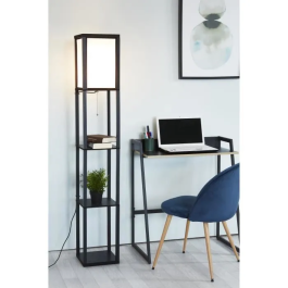 BEGO Lámpara de Pie 3 Pisos - Altura 160 cm - Negro, de Metal y Cristal