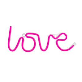 Forever Lampara Neon LED Love Pink - Iluminación Decorativa, Tecnología LED Eficiente, Funciona con USB o Pilas AA, Rosa