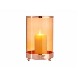 Base para Vela de Cristal Cilíndrico Ámbar con Metal Cobre - Giftdecor 12x19 cm (8 Unidades) Base para Vela de Cristal Cilíndrico Ámbar con Metal Cobre - Giftdecor 12x19 cm (8 Unidades)