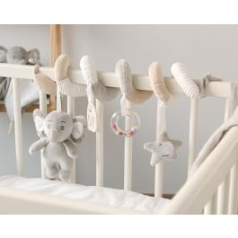 KioKids Peluche Espiral Elefante Gris y Beige con Sonajero y Mordedor para Bebé +0 Meses