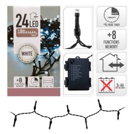 Guirnalda a Pilas Multifuncion 24 LEDs Cable Negro Luz Blanco Frío 2,30m IP44