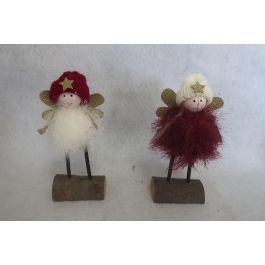 DKD Home Decor Figura Decoración Navidad Hada Fantasía Burdeos Blanco Dorado MDF Poliéster 6x17x9 cm Pack 12 Unidades Precio: 21.06126. SKU: B18TLMH5P4