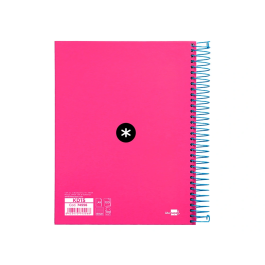 Antartik Cuaderno espiral A5 micro 120h 100 gr horizontal 5 bandas 6 taladros color rosa