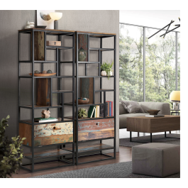 Giner y Colomer Estantería Madera Reciclada y Metal Negro 212 cm Alto