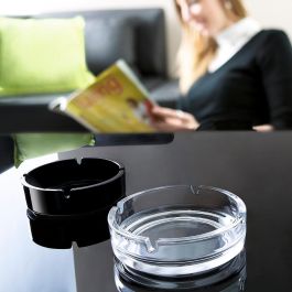 Arcoroc Set 6 Ceniceros de Vidrio Transparente Apilables de 10,7 cm - Fabricados en Francia, Higiénicos y Apto Lavavajillas