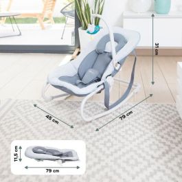 Babymoov Transat Graphik Azul para Bebé - Hamaca Acolchada y Cómoda, Reclinable, Plegable Compacta, Reposacabezas Ajustable, Desde Nacimiento