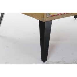 DKD Home Decor Mesa Centro Colonial con 2 Cajones de Madera de Mango y Metal Marrón y Negro 110x70x46 cm
