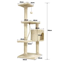 Paloma ALC10 Árbol Rascador para Gatos mediano con nicho, cuerda y postes de sisal 40x40x114 cm Beige Paloma ALC10 Árbol Rascador para Gatos mediano con nicho, cuerda y postes de sisal 40x40x114 cm Beige