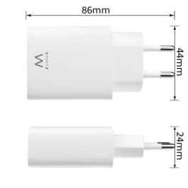Ewent EW1320 Cargador Interior Blanco para Smartphone, Universal, 100-240V, 20W, USB Tipo C