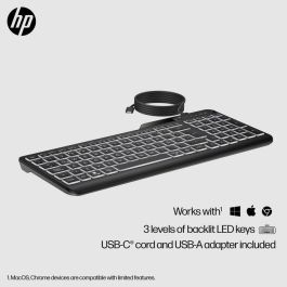 HP Teclado Retroiluminado Cableado 400 con 12 Teclas Programables para Productividad y Juego