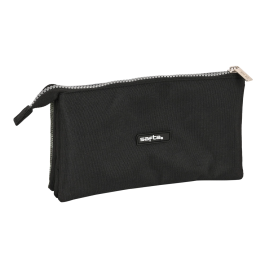 Estuche Escolar Safta Stone Negro 22 x 12 x 3 cm