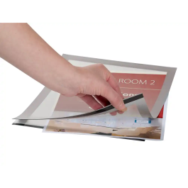 Q-connect Marco porta anuncios magnético DIN A4 dorso adhesivo removible color plata, pack 2 unidades