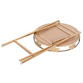 DKD Home Decor Mesita Auxiliar Metal Cristal Dorado Negro 49 x 72 x 49 cm