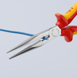 Knipex Alicates de Boca Cigüeña Recto 200mm con filos de corte, mangos aislados VDE, cromado/rojo/amarillo 206g 200x56x19 mm