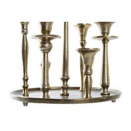 DKD Home Decor Candelabro Moderno de Aluminio para 7 velas, Dorado Plateado, 29x30x29 cm (Pack de 2 unidades)