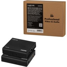 LogiLink HD0030 Extensor/Splitter HDMI sobre IP 1x2, 70m, Transmisor/Receptor de Señales AV, Cat5e/6/7/8.1, 3D