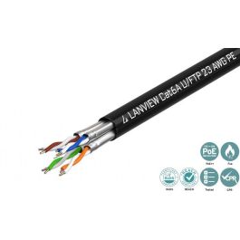 Lanview Cable Cat6a U-FTP 4x2xAWG23 PE Negro para Exteriores de 500m