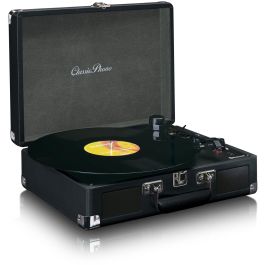 Lenco TT-115 Tocadiscos de Tracción por Correa Manual Negro con Bluetooth, Puerto USB y Salida RCA. Incluye Adaptador de 45 rpm.