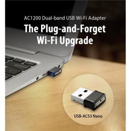Asus 90IG03P0-BM0R10 Adaptador USB WiFi USB-AC53 Nano AC1200 Dual-Band 802.11ac MU-MIMO Ultra Pequeño para Gaming y Streaming