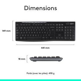 Logitech Teclado y Mouse Inalámbricos Mk270, Alcance 10m, Duración Batería 36/12 Meses, 8 Teclas Acceso Directo