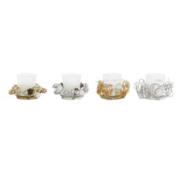 Vela DKD Home Decor Dorado Plateado Navidad 10.5 x 10.5 x 7 cm 10,5 x 10,5 x 7 cm (4 Unidades)