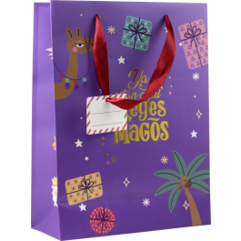 Bismark 333601 Bolsa Papel Reyes Magos S (24x10x32 cm) Foil con Tarjeta Colgante Colores Surtidos