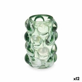 Portavelas Microesferas Verde Cristal 8,4 x 12,5 x 8,4 cm (12 Unidades)