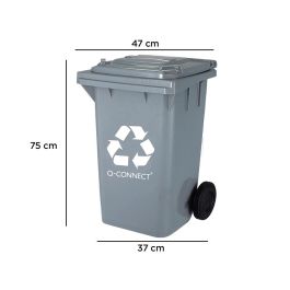 Papelera Contenedor Q-Connect Plastico Gris Para Desechos En General 100 L Con Tapa Y Ruedas 750x470x370 mm