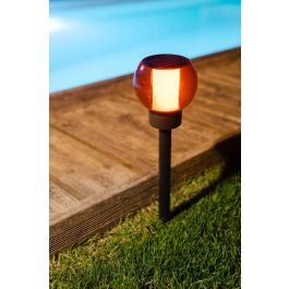 Galix G2625 Farol Solar Efecto Llama Natural con 12 LED SMD Ámbar, Diámetro 10.5 cm, Altura 41 cm, 4 Lúmenes