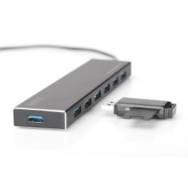 Digitus Concentrador USB 3.0 de 7 puertos con fuente de alimentación, 5 Gbit/s, aluminio gris