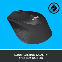 Logitech M330 Silent Plus Ratón Óptico Inalámbrico Silencioso, 1000 dpi, USB 2.4GHz, Ergonómico, 24 Meses Batería, Negro
