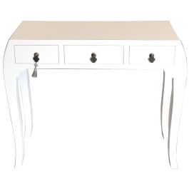 DKD Home Decor Consola Oriental de Abeto y MDF Blanco Plateado 96 x 26 x 80 cm con 3 Cajones Colección Honami Precio: 153.69000009. SKU: S3022116
