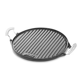 Vaello Plancha de hierro esmaltado redonda Ø43 cm, 2 caras lisa y estriada, apta para fuego