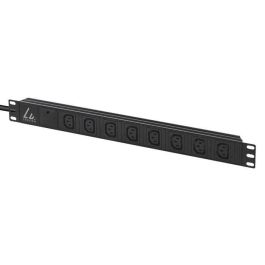 Lanview Regleta de Alimentación para Rack 19" 1U con 8 Tomas C13, Cable 2m, 13A, Protección contra Sobretensiones