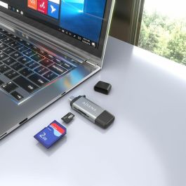 AISENS ASCR-2AC11-GR Lector de Tarjetas USB 3.2 Gen 1 (3.1 Gen 1) Type-A/Type-C para SD/Micro SD/MMC Gris