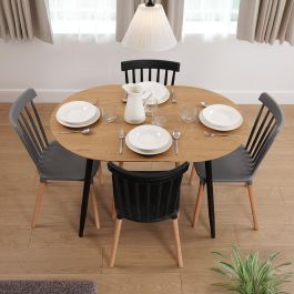 Mesa Extensible Doinyo Negra Versa 80x75 cm, Madera MDF Mesa Extensible Doinyo Negra Versa 80x75 cm, Madera MDF