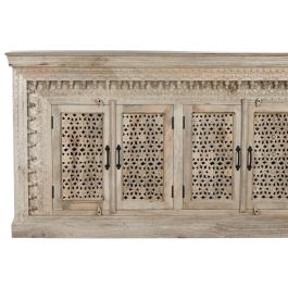 DKD Home Decor Buffet Carved Mango Natural 40x100x185 cm - Mueble Auxiliar con 4 Puertas Talladas y Estantería