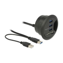 DELOCK Tisch-Hub con 3 Puertos USB 3.0 y Lector de Tarjetas SD de 2 Ranuras | 62869