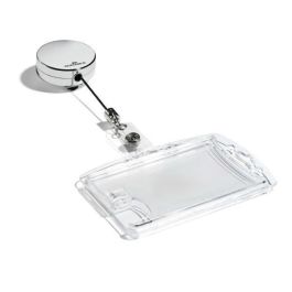 Durable Porta Acreditaciones Cromado de Alta Calidad Resistente Cordón Extrafuerte 80cm Clip Metálico para Cinturón y Ropa 40mm Diámetro